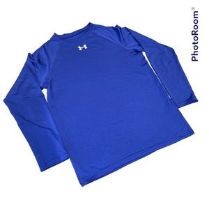 Under Armor Blue Long Sleeve Loose Heatgear Youth Large